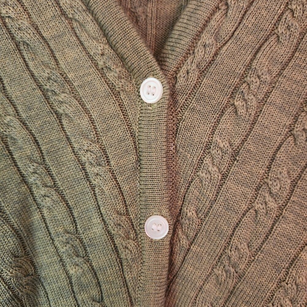 Vintage Petite Sophisticate Merino Wool Green Cardigan - Picture 3 of 7